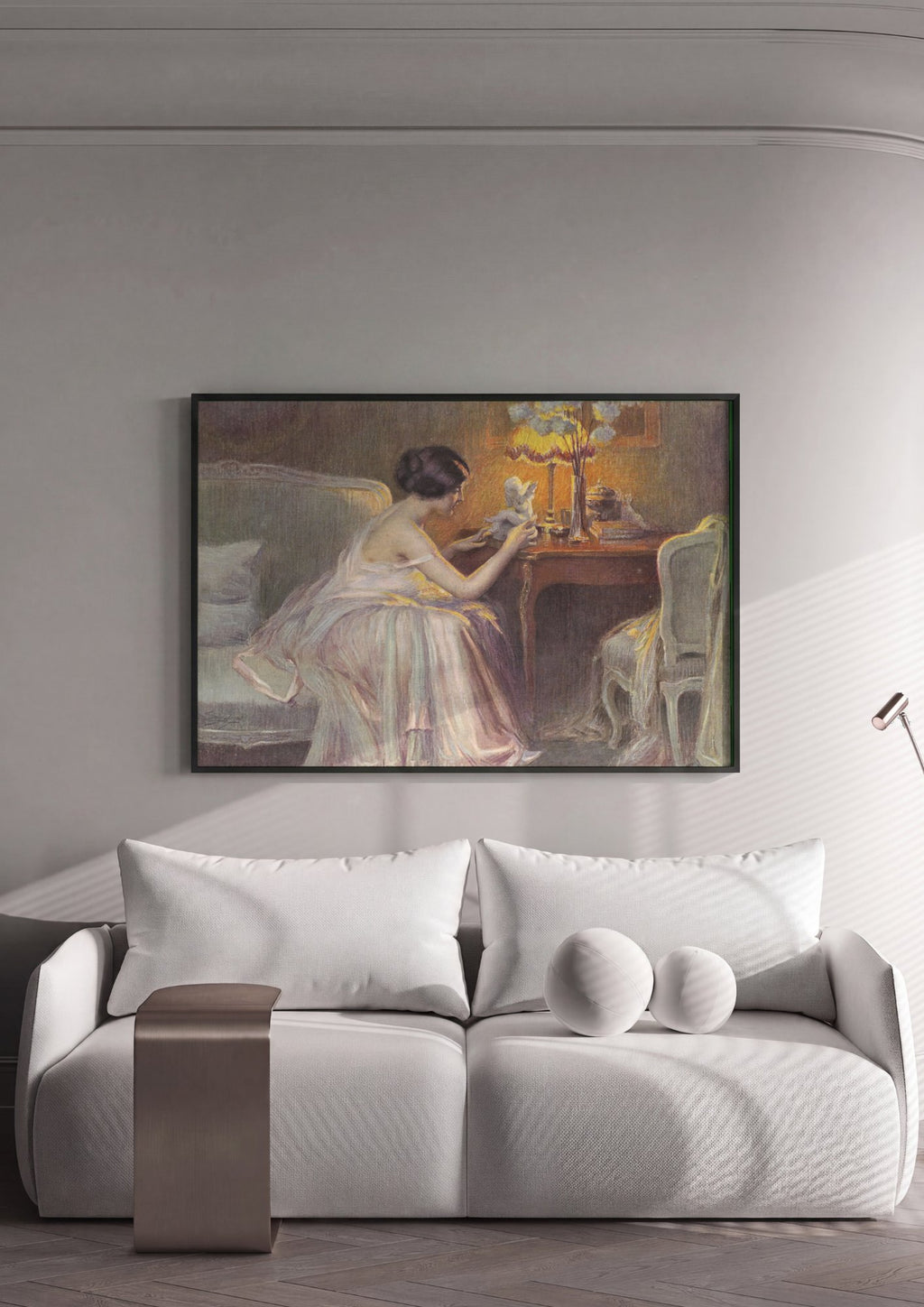 Quadro Decorativo A Dama e o Querubim - Delphin Enjolras em ambiente decorado