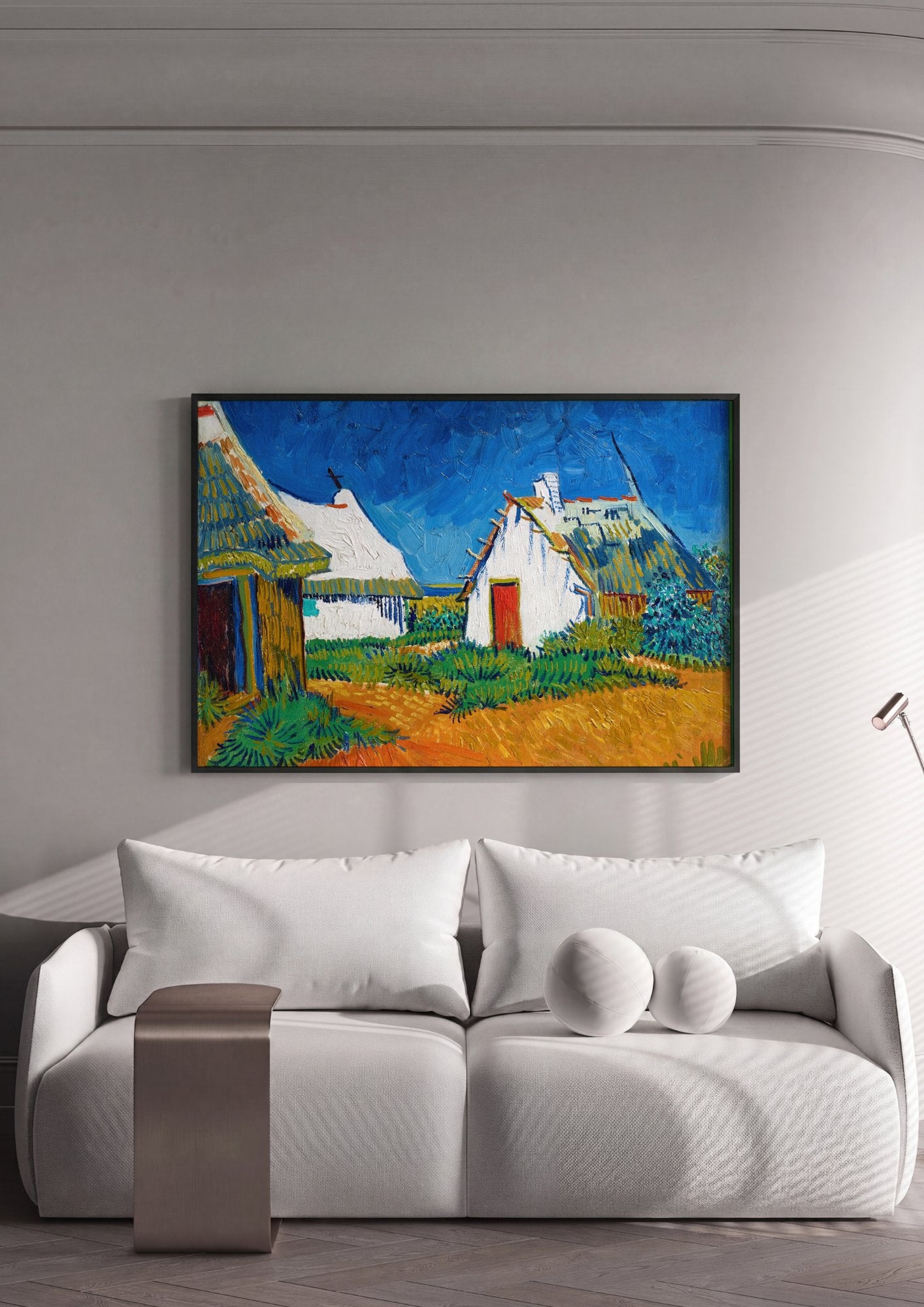 Quadro Decorativo Casas com Telhados de Palha - Van Gogh em ambiente decorado