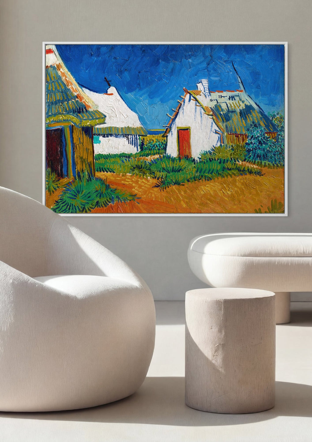 Quadro Decorativo Casas com Telhados de Palha - Van Gogh em ambiente decorado