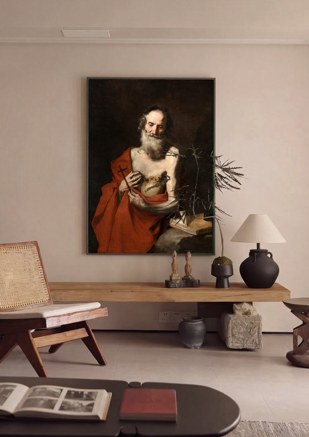 Quadro Decorativo São Jerônimo - Jusepe de Ribera em ambiente decorado