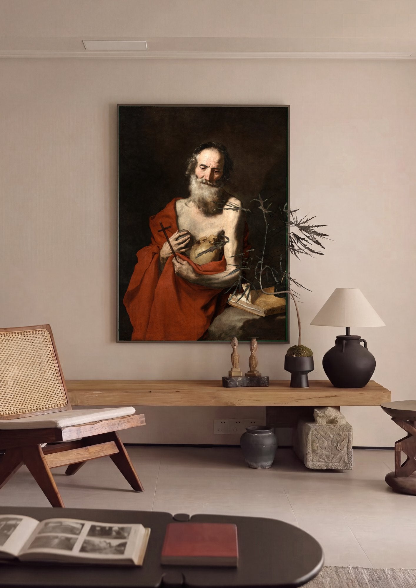 Quadro Decorativo São Jerônimo - Jusepe de Ribera em ambiente decorado