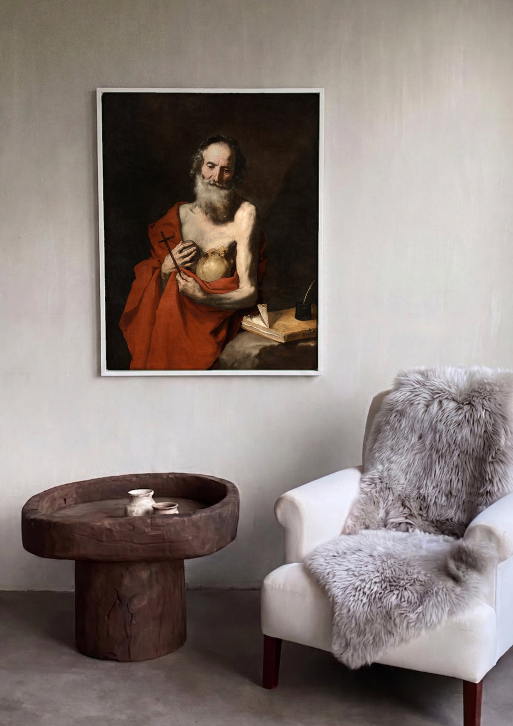Quadro Decorativo São Jerônimo - Jusepe de Ribera em ambiente decorado