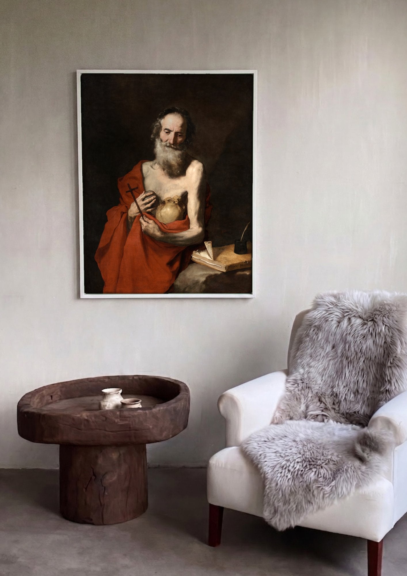 Quadro Decorativo São Jerônimo - Jusepe de Ribera em ambiente decorado