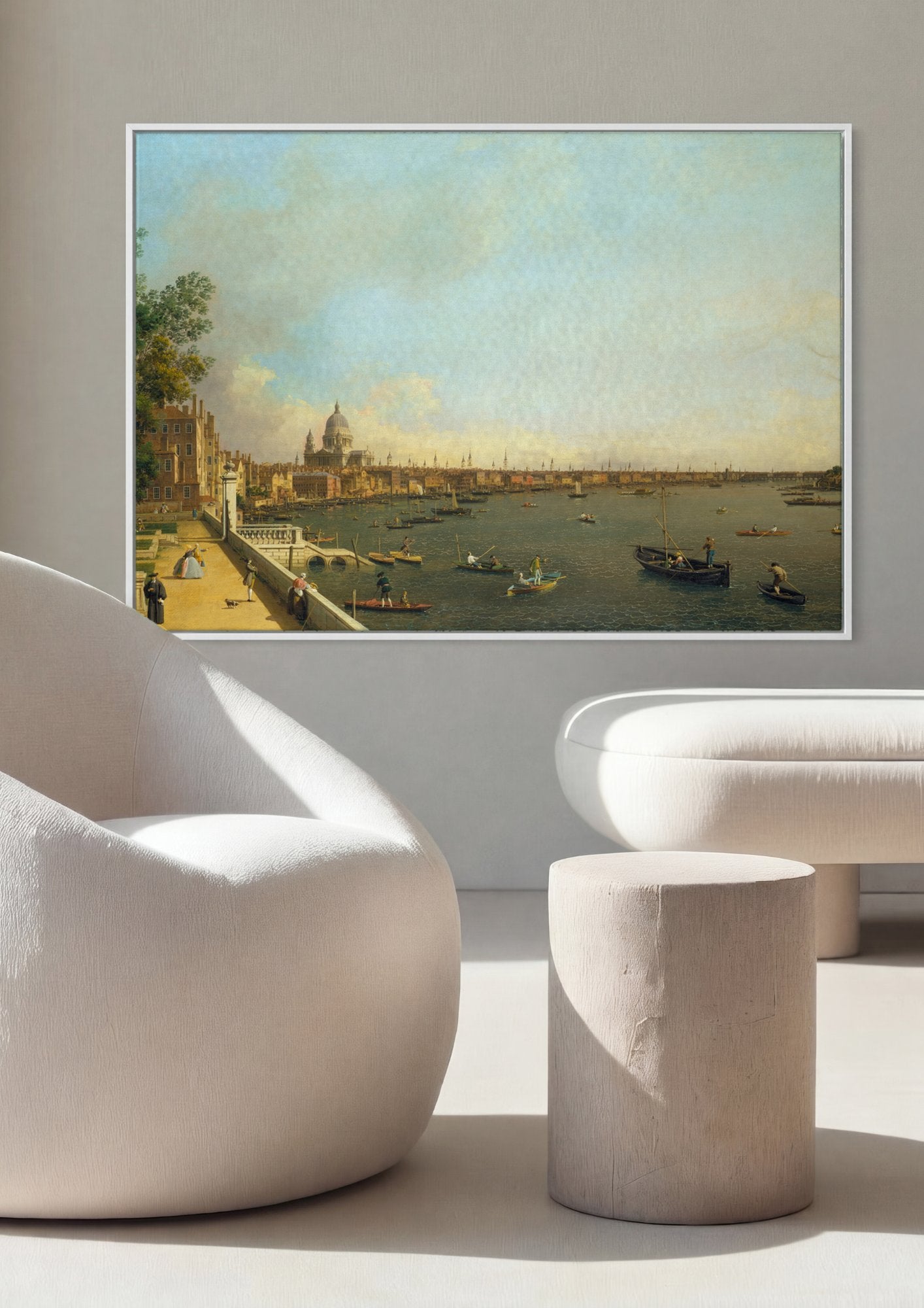 Quadro Decorativo O Tamisa e a Cidade de Londres - Canaletto em ambiente decorado