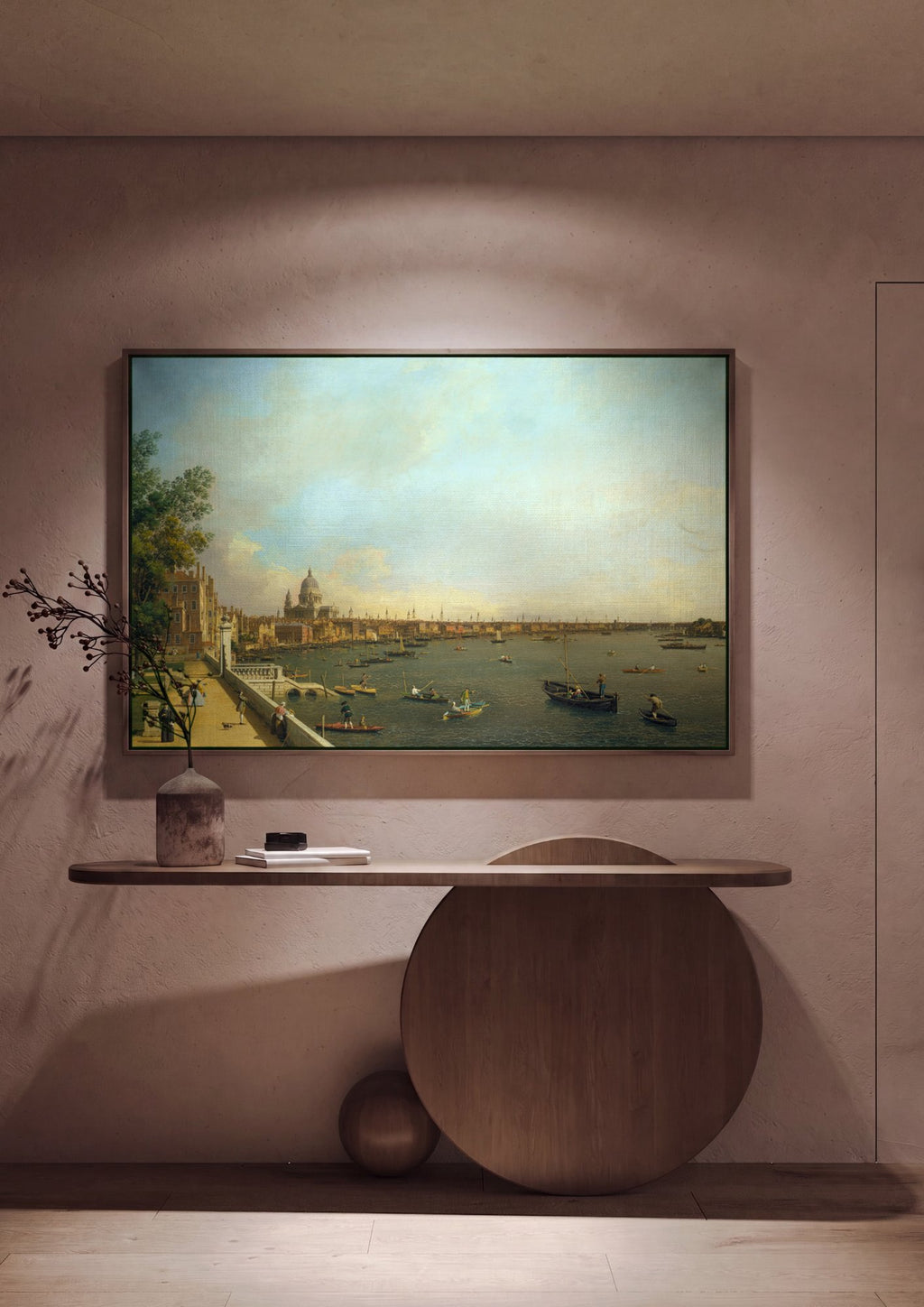 Quadro Decorativo O Tamisa e a Cidade de Londres - Canaletto em ambiente decorado