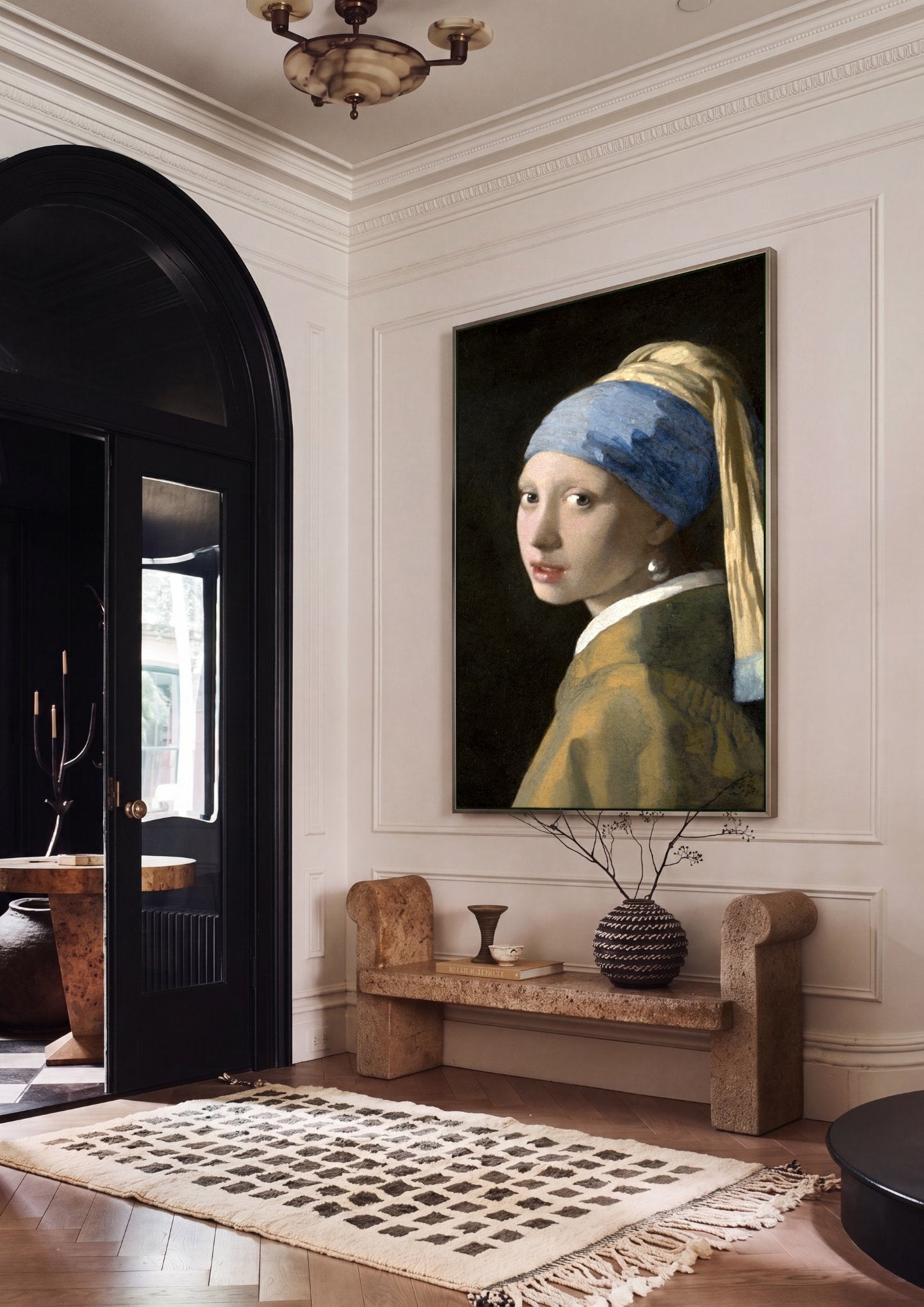 Quadro Decorativo A Moça com o Brinco de Pérola - Vermeer em ambiente decorado