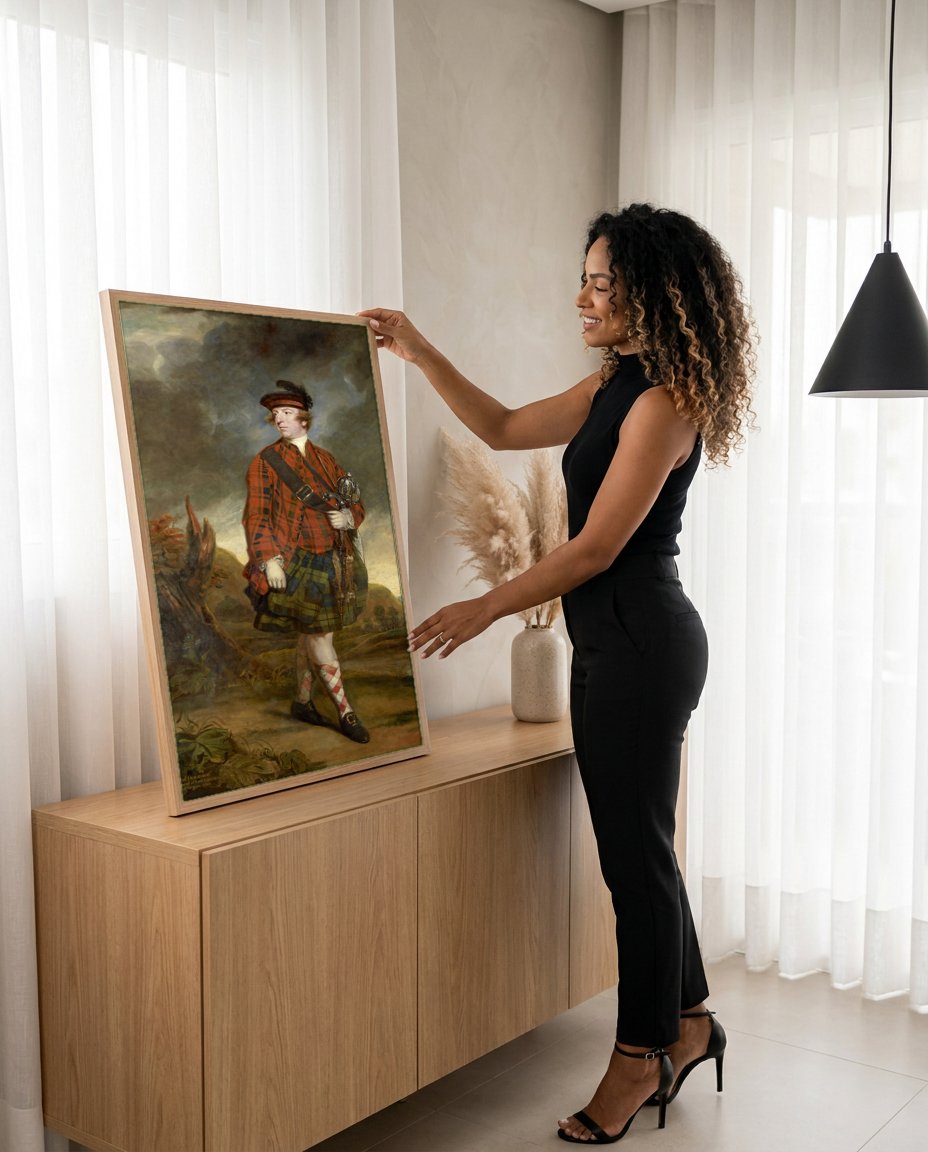 Quadro Decorativo John Murray, 4º Conde de Dunmore - Reynolds com modelo em ambiente