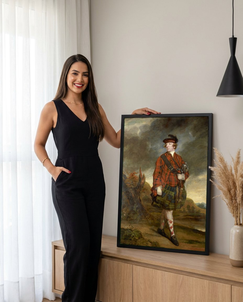 Quadro Decorativo John Murray, 4º Conde de Dunmore - Reynolds com modelo em ambiente