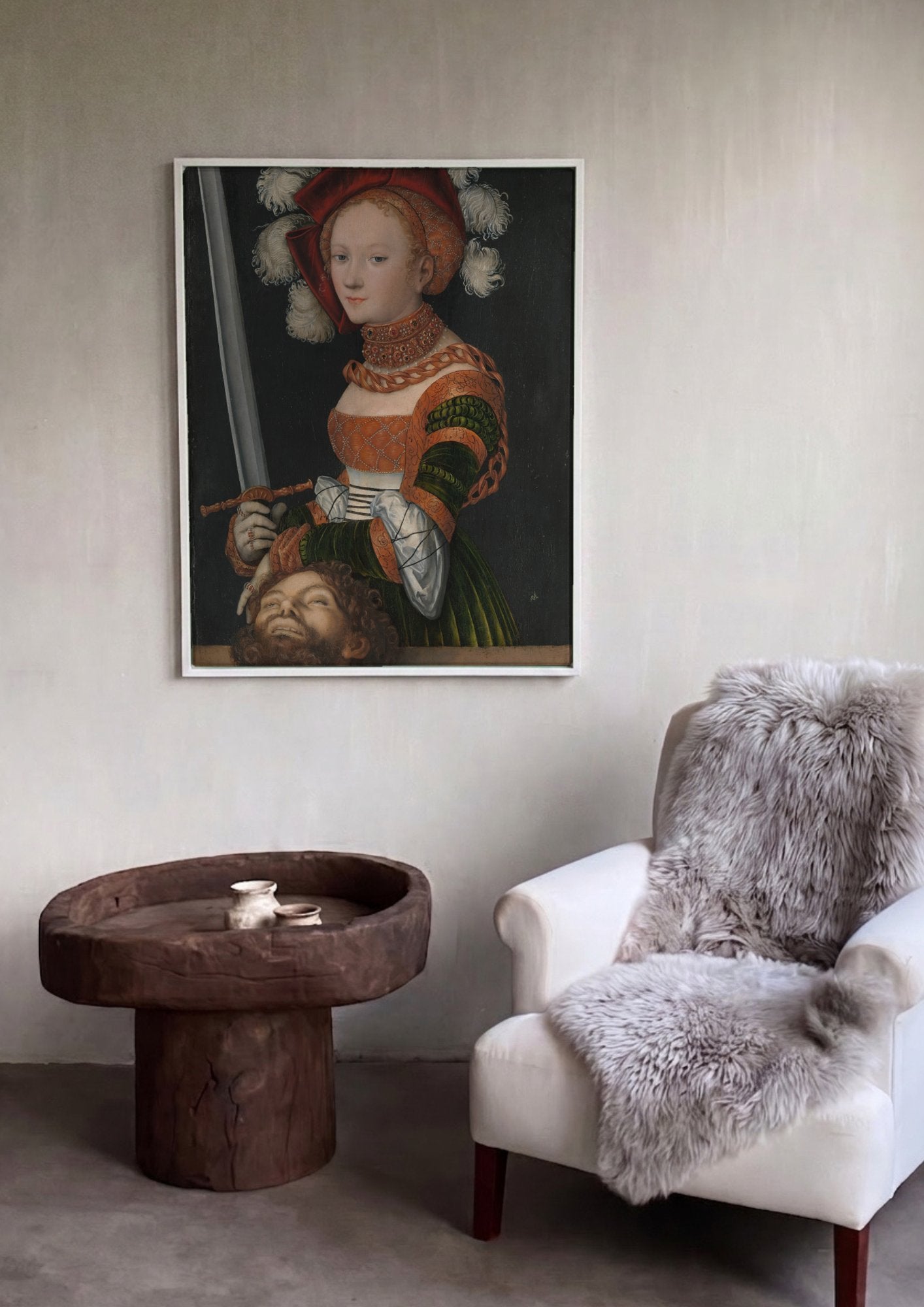 Quadro Decorativo Judith com a Cabeça de Holofernes - Cranach, o Velho em ambiente decorado