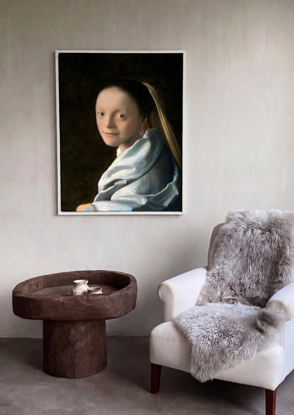 Quadro Decorativo A Moça com o Brinco de Pérola - Vermeer em ambiente decorado