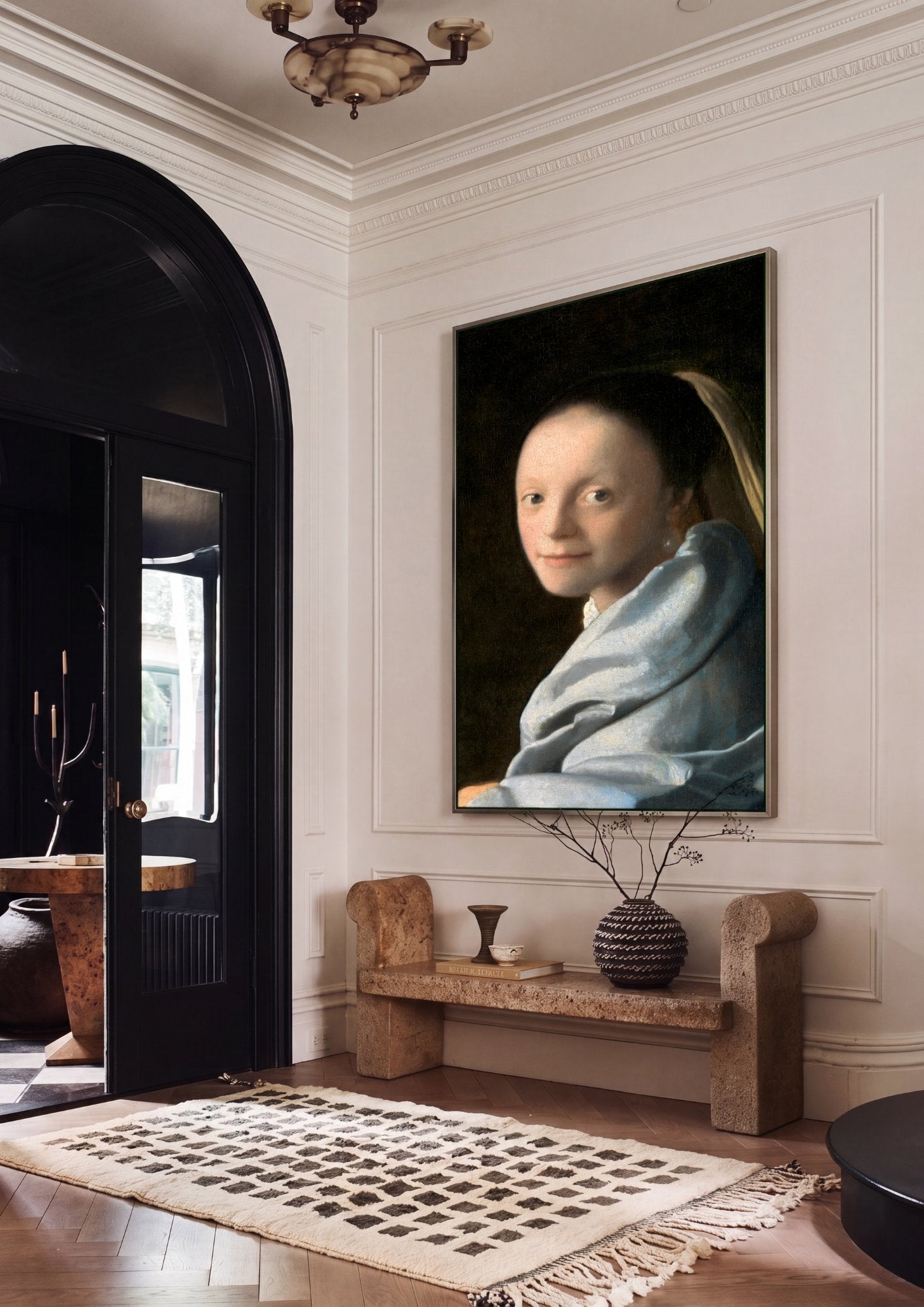 Quadro Decorativo A Moça com o Brinco de Pérola - Vermeer em ambiente decorado