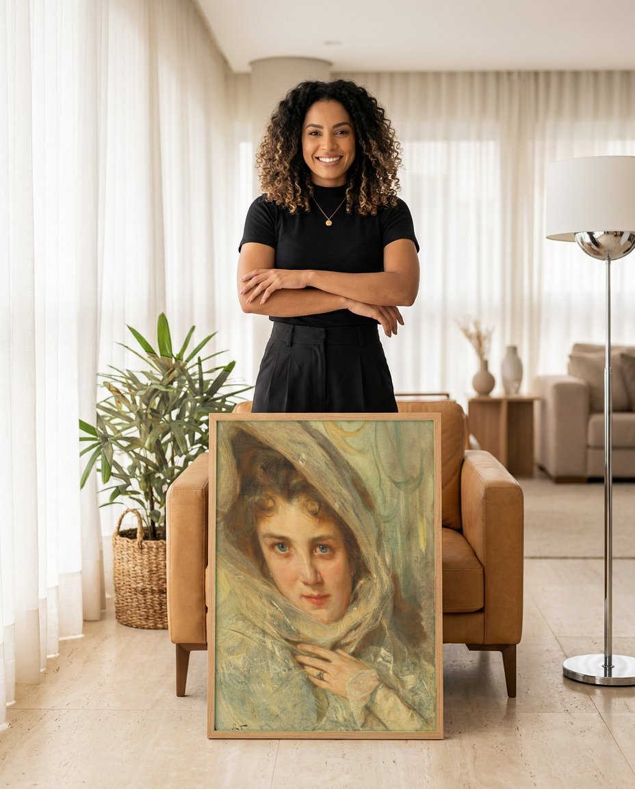Quadro Decorativo Elma - Philip Alexius de László com modelo em ambiente