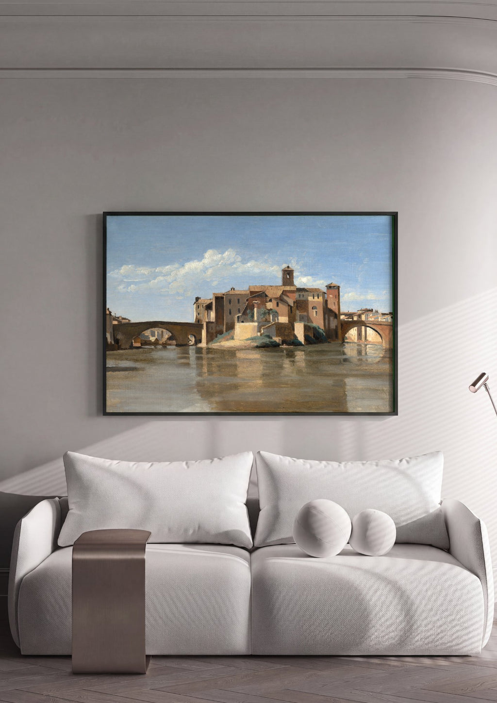 Quadro Decorativo A Ponte e o Castelo de Santo Ângelo - Corot em ambiente decorado