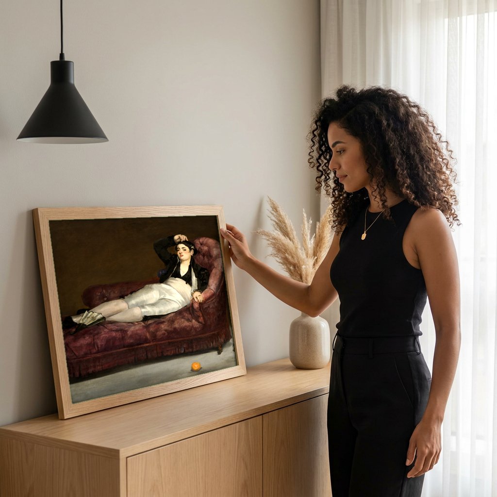 Quadro Decorativo A Filósofa (Retrato de Mme. Manet) - Manet com modelo em ambiente