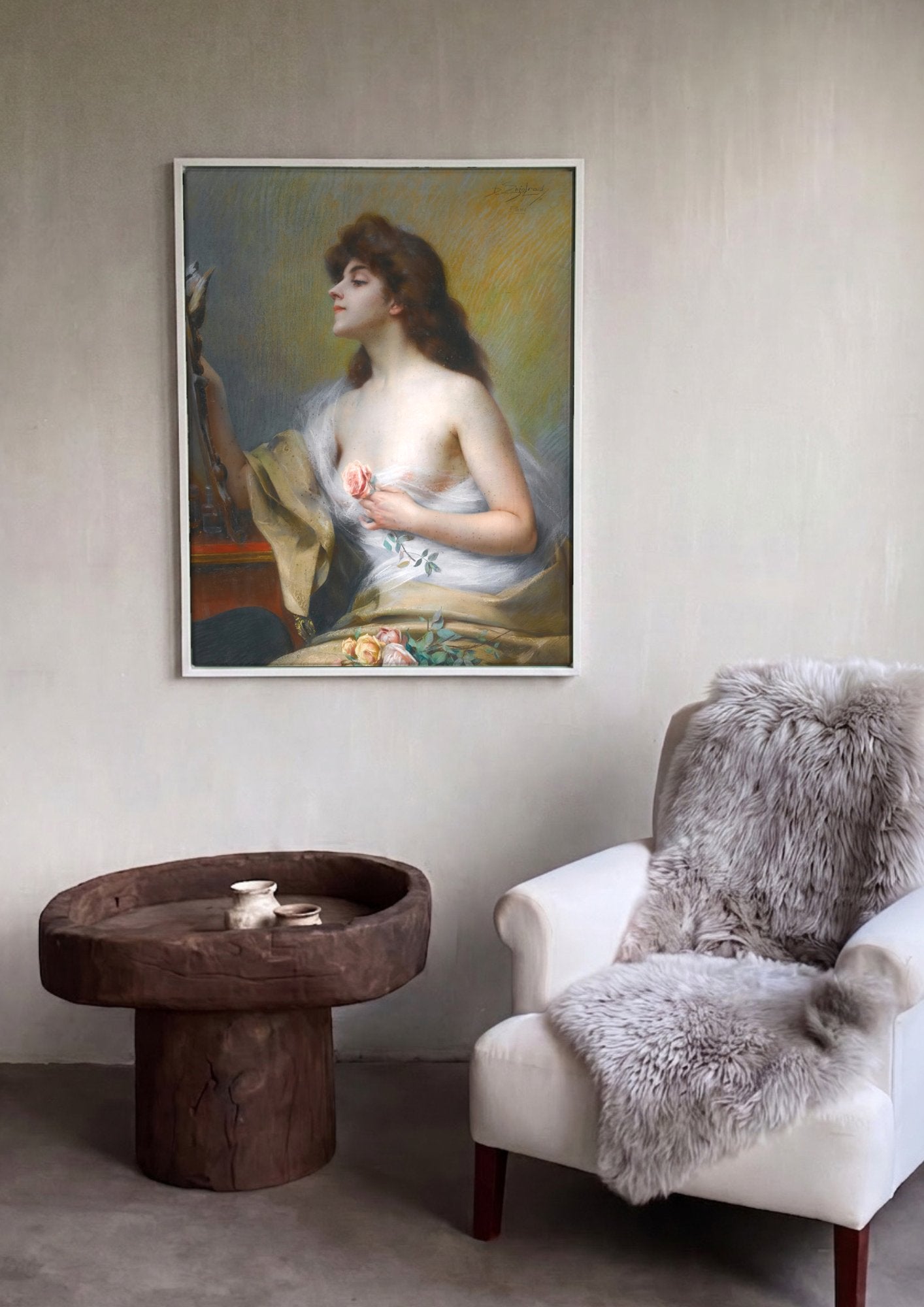 Quadro Decorativo A Jovem e o Espelho - Delphin Enjolras em ambiente decorado