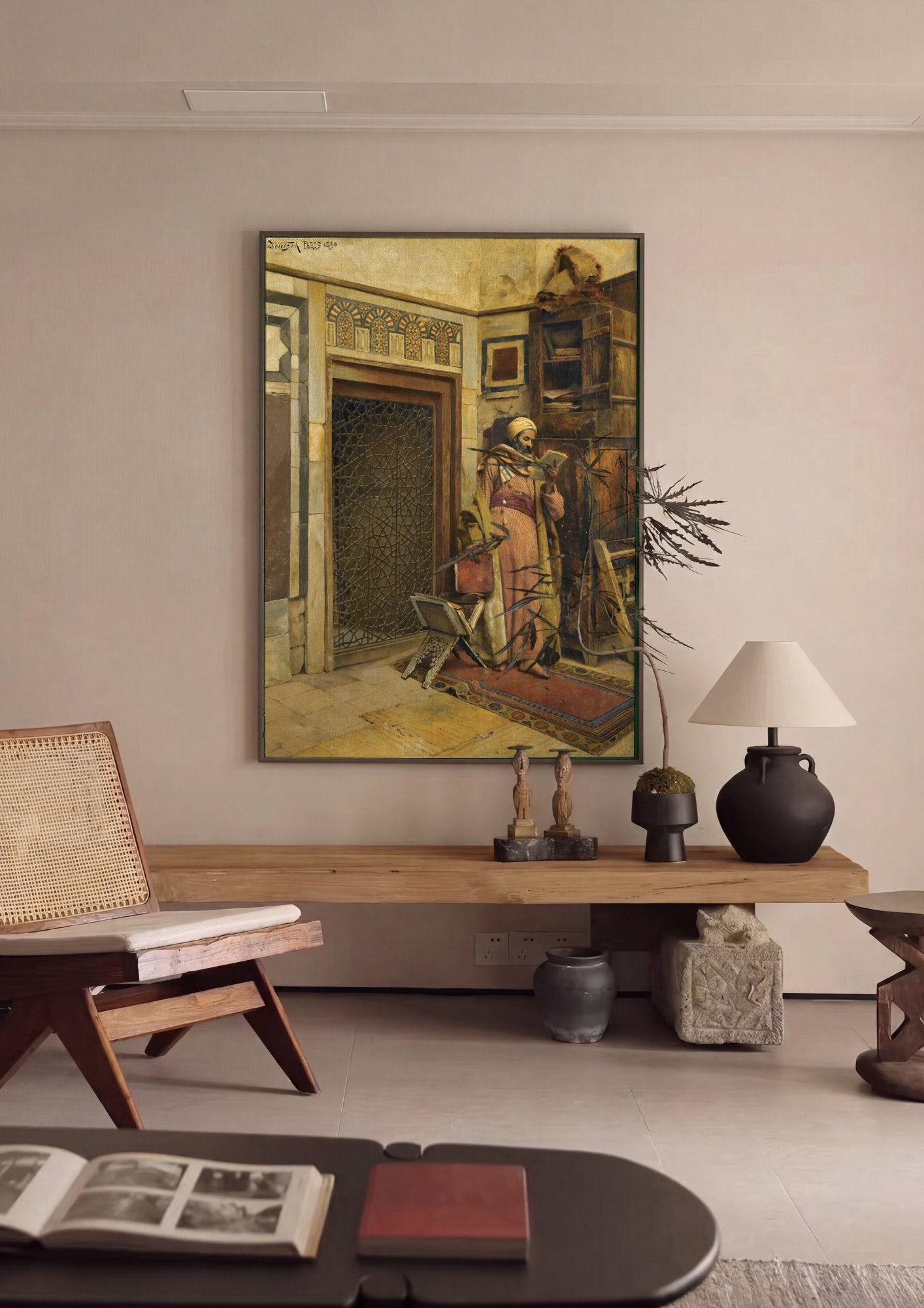 Quadro Decorativo O Estudioso - Ludwing Deutsch em ambiente decorado