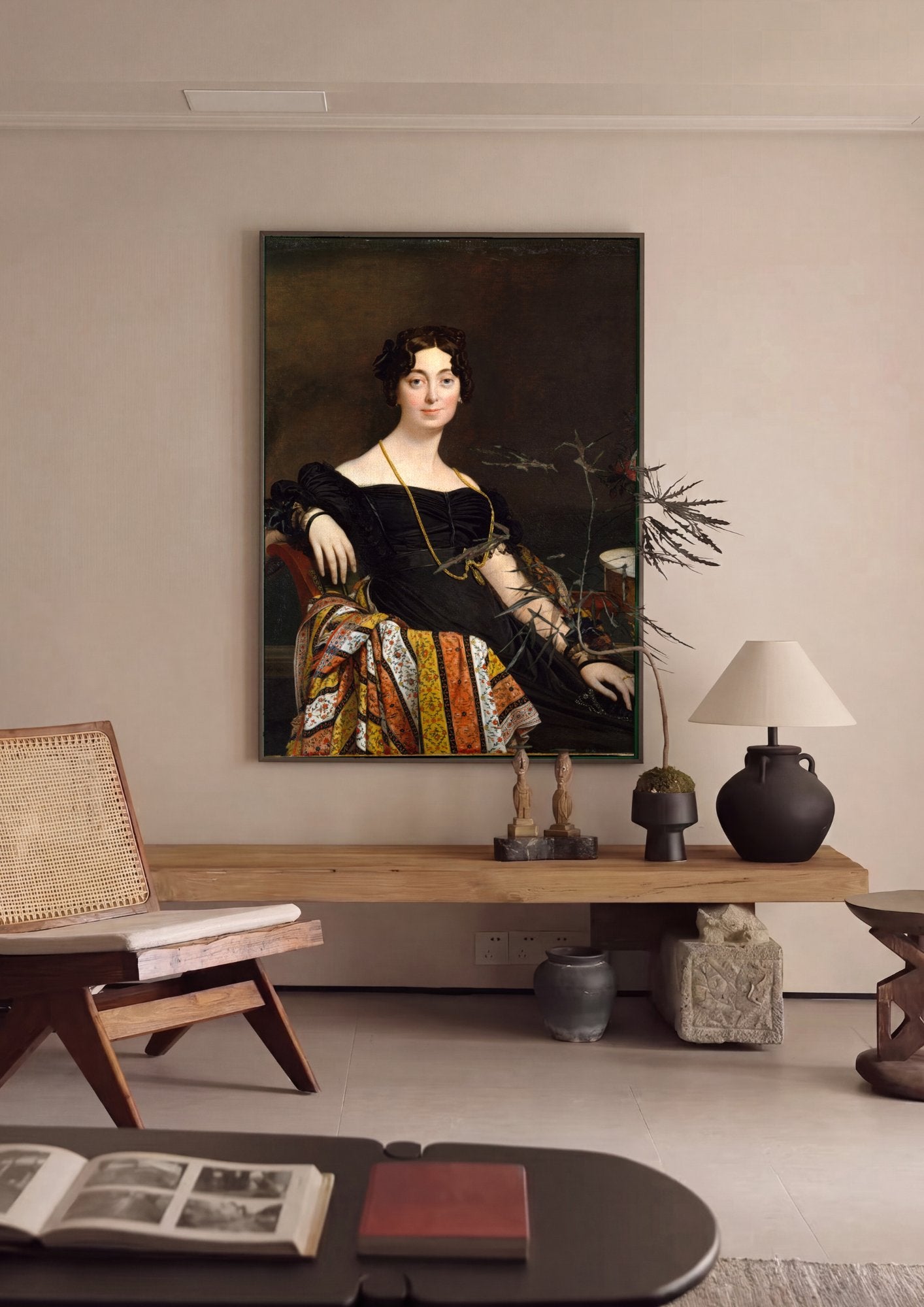 Quadro Decorativo Retrato da Condessa de Autremencourt - Ingres em ambiente decorado