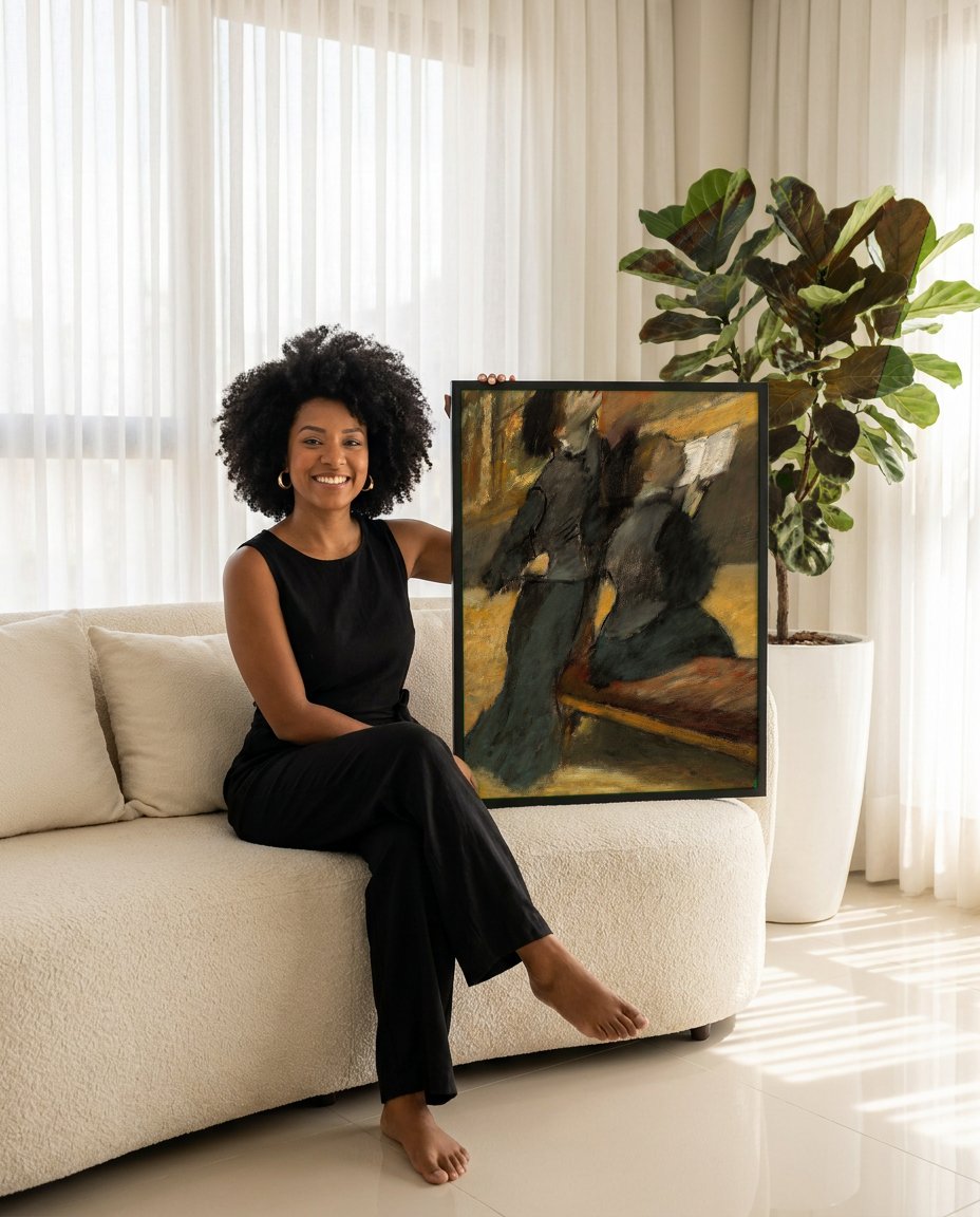 Quadro Decorativo Duas Mulheres - Edgar Degas com modelo em ambiente