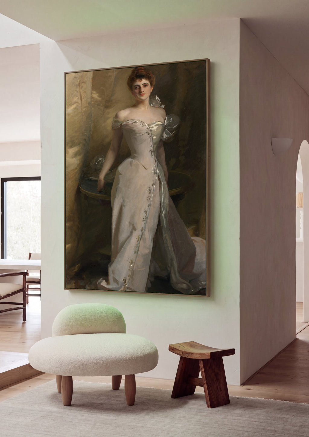 Quadro Decorativo Senhora em Vestido de Gala - John Singer Sargent em ambiente decorado