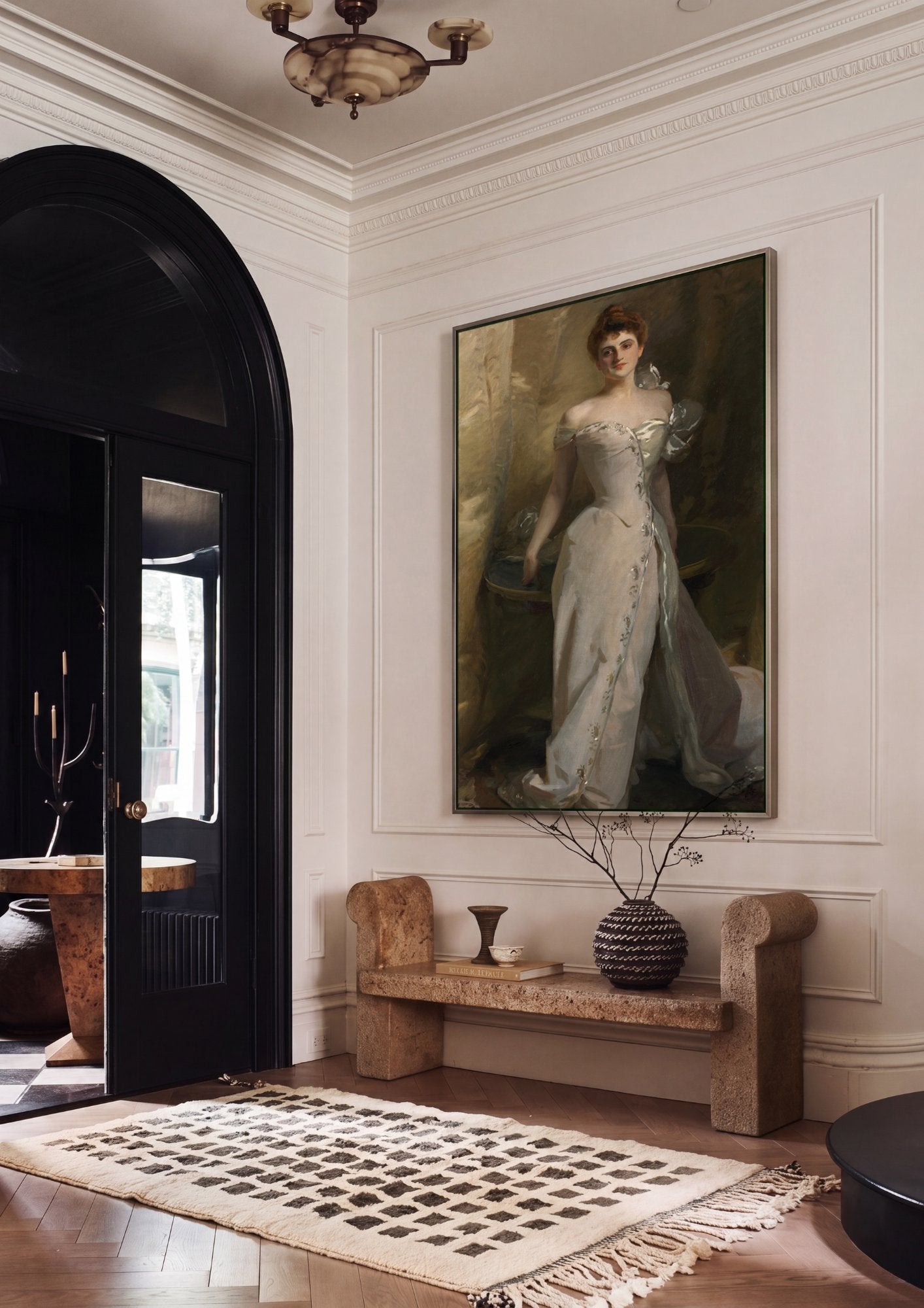 Quadro Decorativo Senhora em Vestido de Gala - John Singer Sargent em ambiente decorado