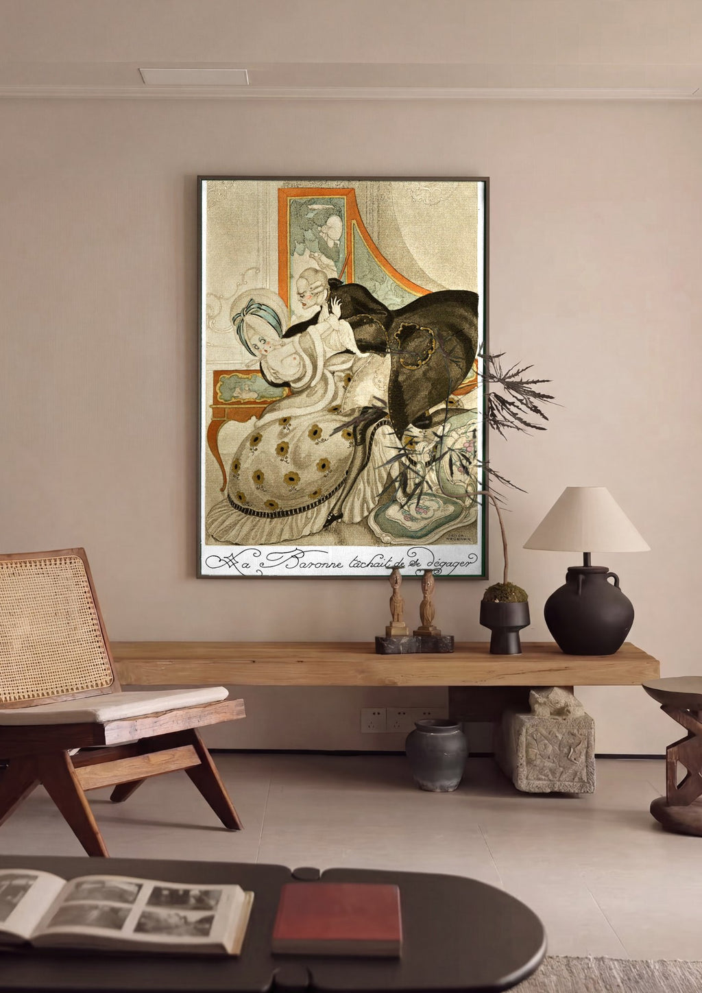 Quadro Decorativo La Baronne Tâchait De Se Dégager - Gerda Wegener em ambiente decorado