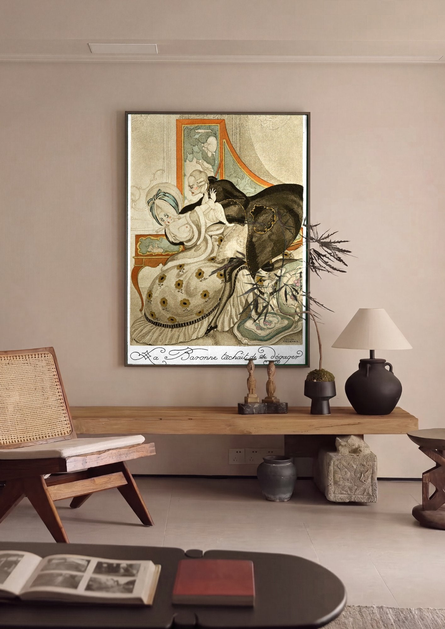 Quadro Decorativo La Baronne Tâchait De Se Dégager - Gerda Wegener em ambiente decorado