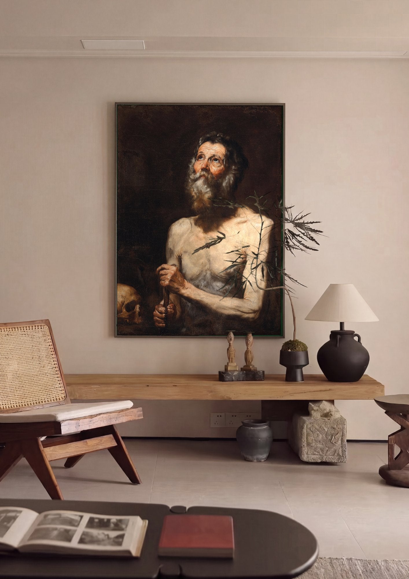 Quadro Decorativo São Jerônimo - Jusepe de Ribera em ambiente decorado