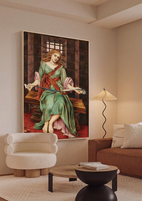 Quadro Decorativo 'The Prisoner' - Evelyn De Morgan em ambiente decorado