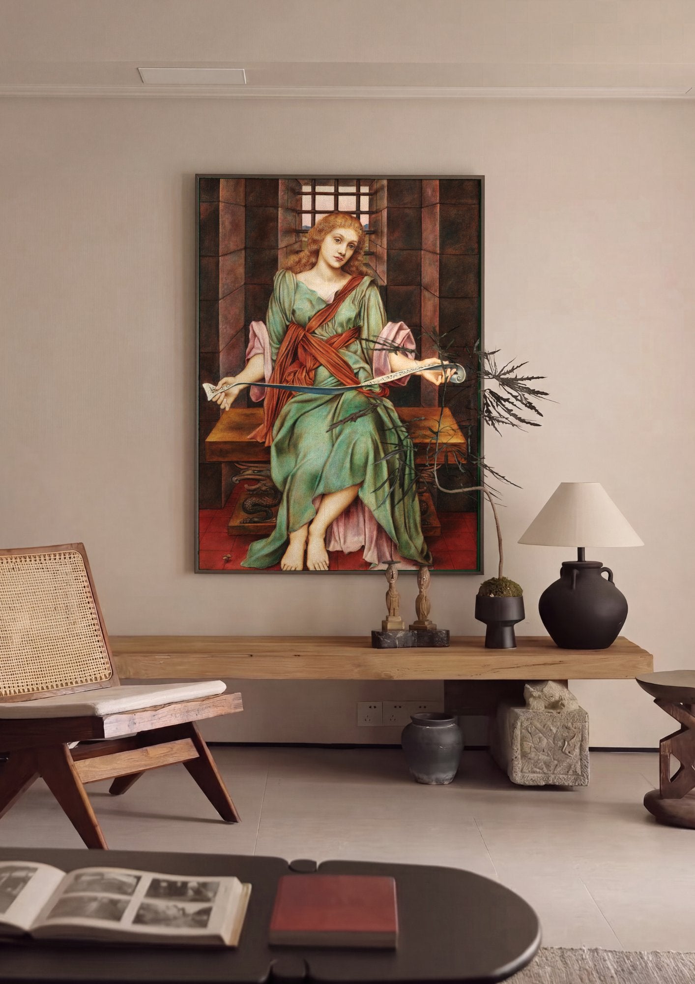 Quadro Decorativo 'The Prisoner' - Evelyn De Morgan em ambiente decorado