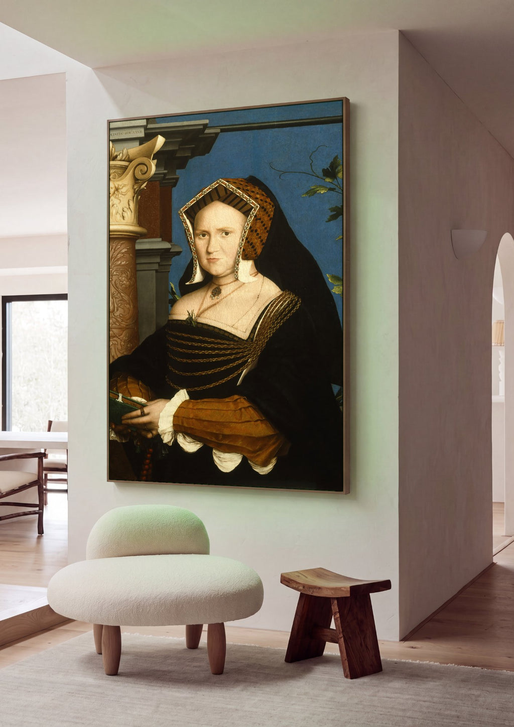 Quadro Decorativo A Senhora com Livro de Orações - Hans Holbein em ambiente decorado