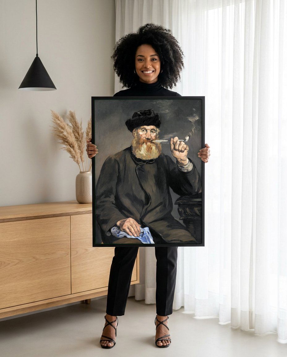 Quadro Decorativo O Bombeiro (Retrato de Joseph Lucas) - Manet com modelo em ambiente