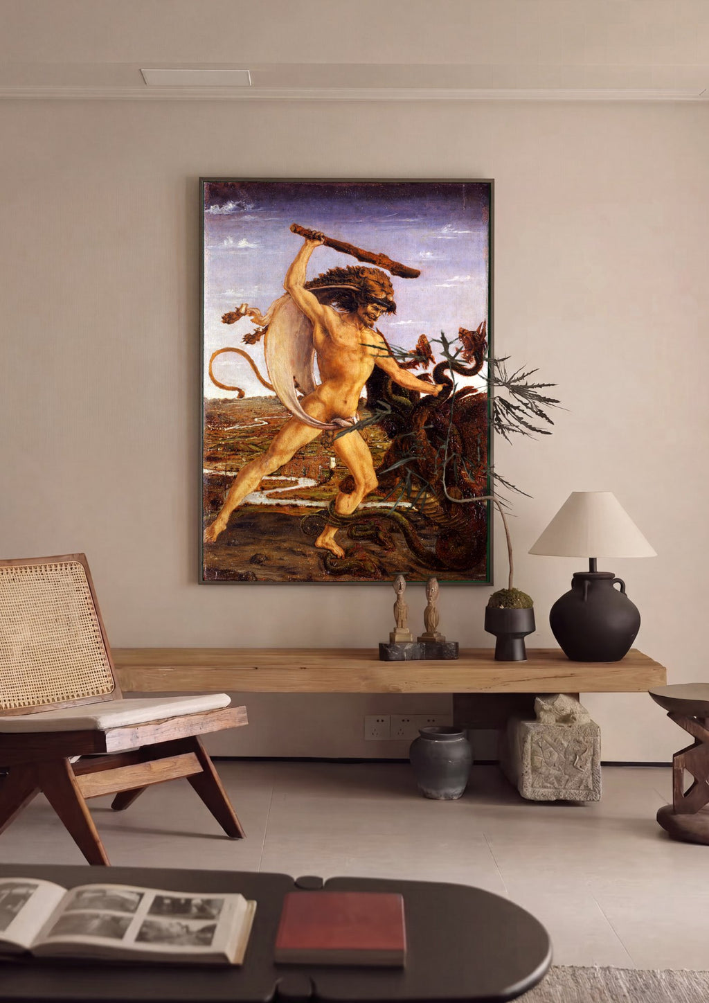 Quadro Decorativo Hércules e a Hidra de Lerna - Botticelli em ambiente decorado