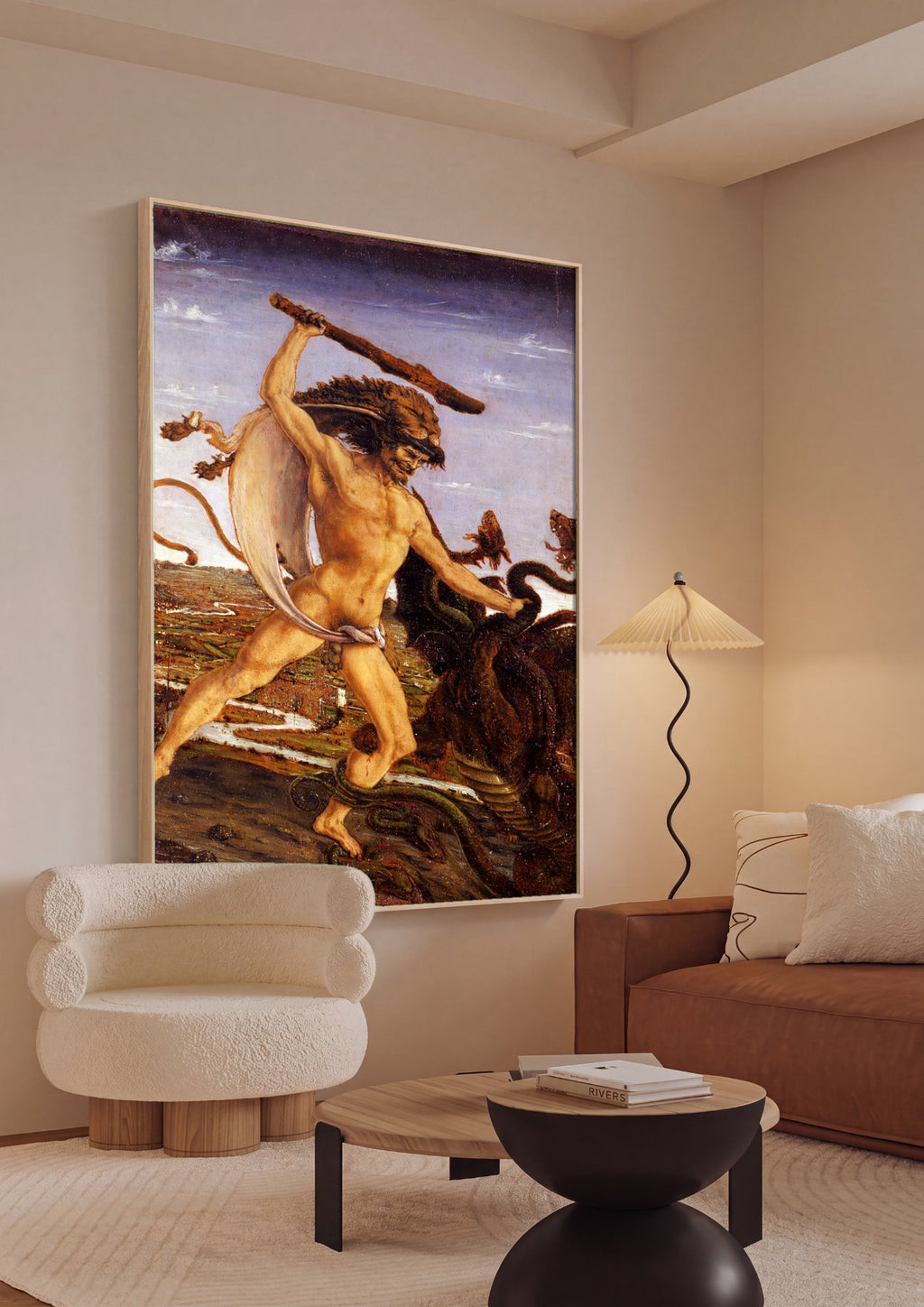 Quadro Decorativo Hércules e a Hidra de Lerna - Botticelli em ambiente decorado