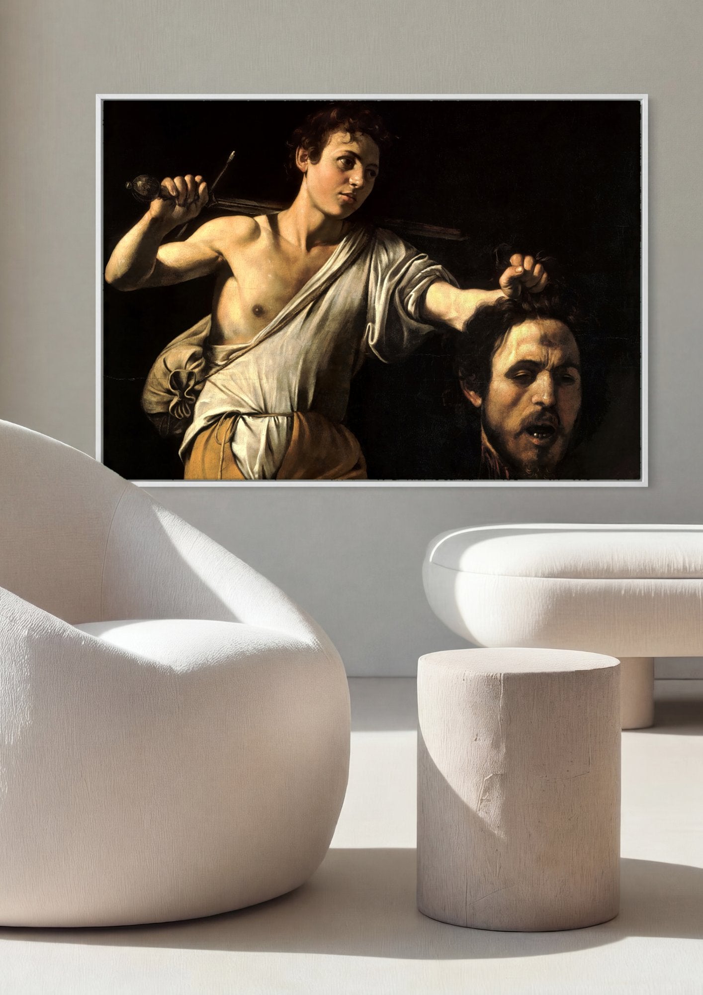 Quadro Decorativo David com a Cabeça de Golias - Caravaggio em ambiente decorado