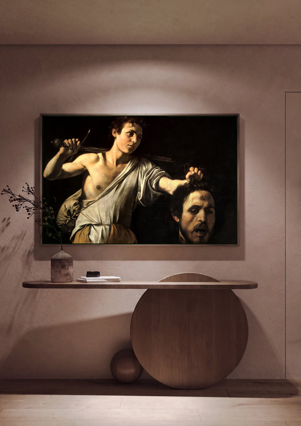 Quadro Decorativo David com a Cabeça de Golias - Caravaggio em ambiente decorado