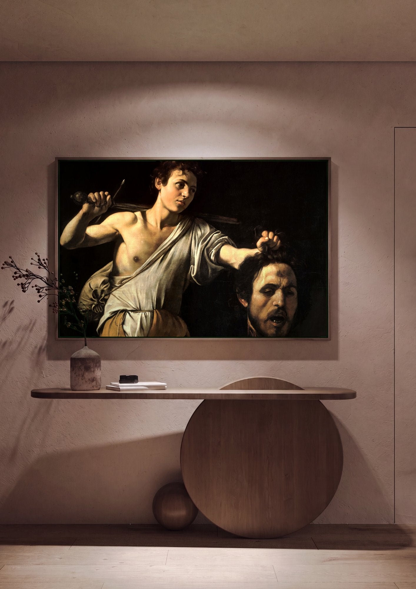Quadro Decorativo David com a Cabeça de Golias - Caravaggio em ambiente decorado