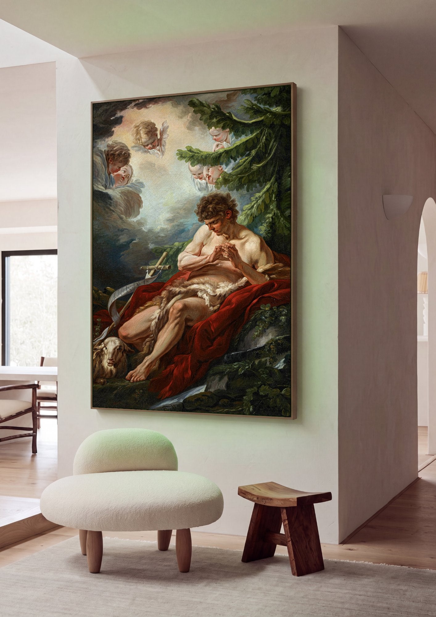 Quadro Decorativo São João Batista no Deserto - F. Boucher em ambiente decorado