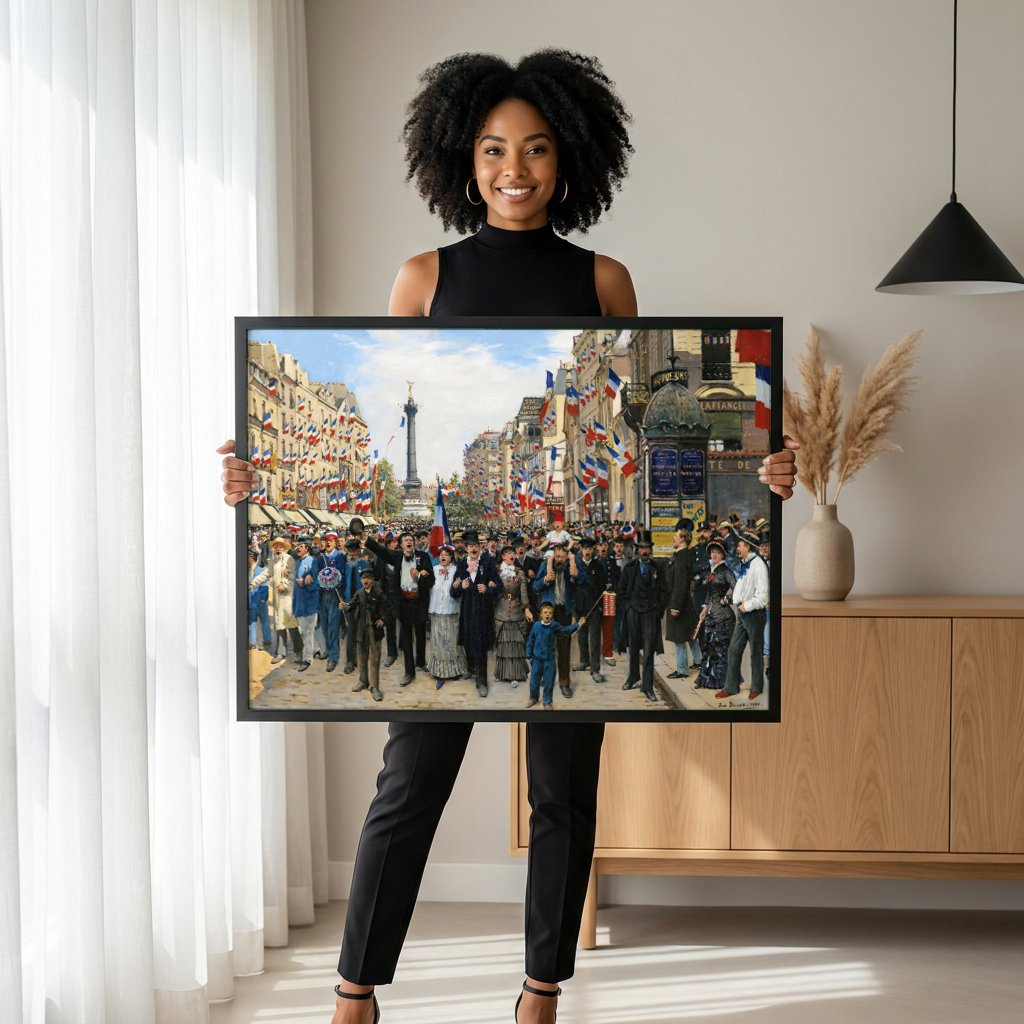 Quadro Decorativo A Celebração de 14 de Julho - Jean Béraud com modelo em ambiente