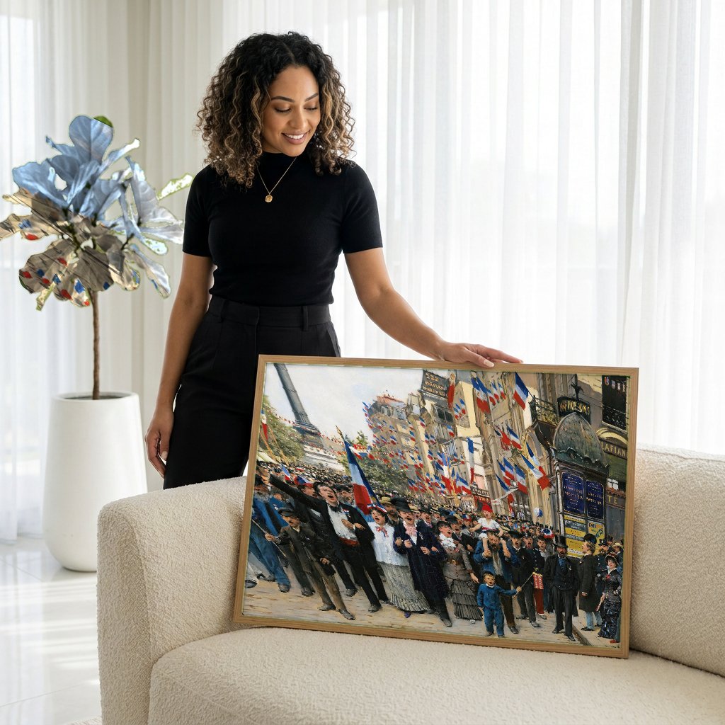 Quadro Decorativo A Celebração de 14 de Julho - Jean Béraud com modelo em ambiente