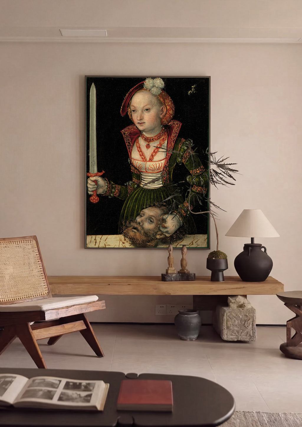 Quadro Decorativo Judith com a Cabeça de Holofernes - Cranach em ambiente decorado