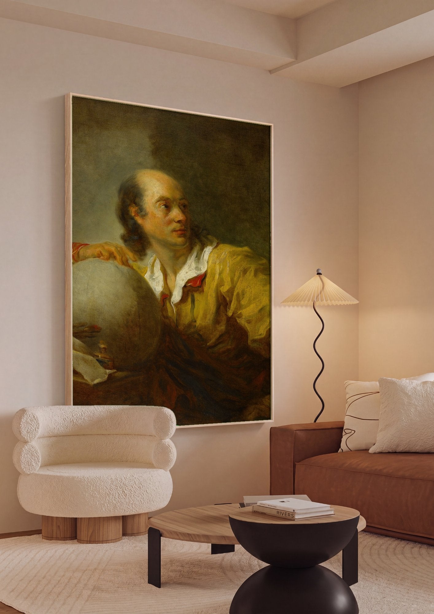 Quadro Decorativo O Filósofo (Retrato de Diderot?) - Fragonard em ambiente decorado