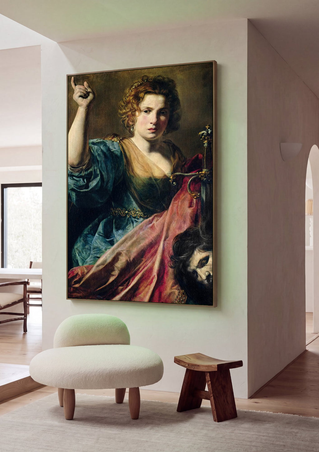 Quadro Decorativo Judite com a Cabeça de Holofernes - Valentin de Boulogne em ambiente decorado