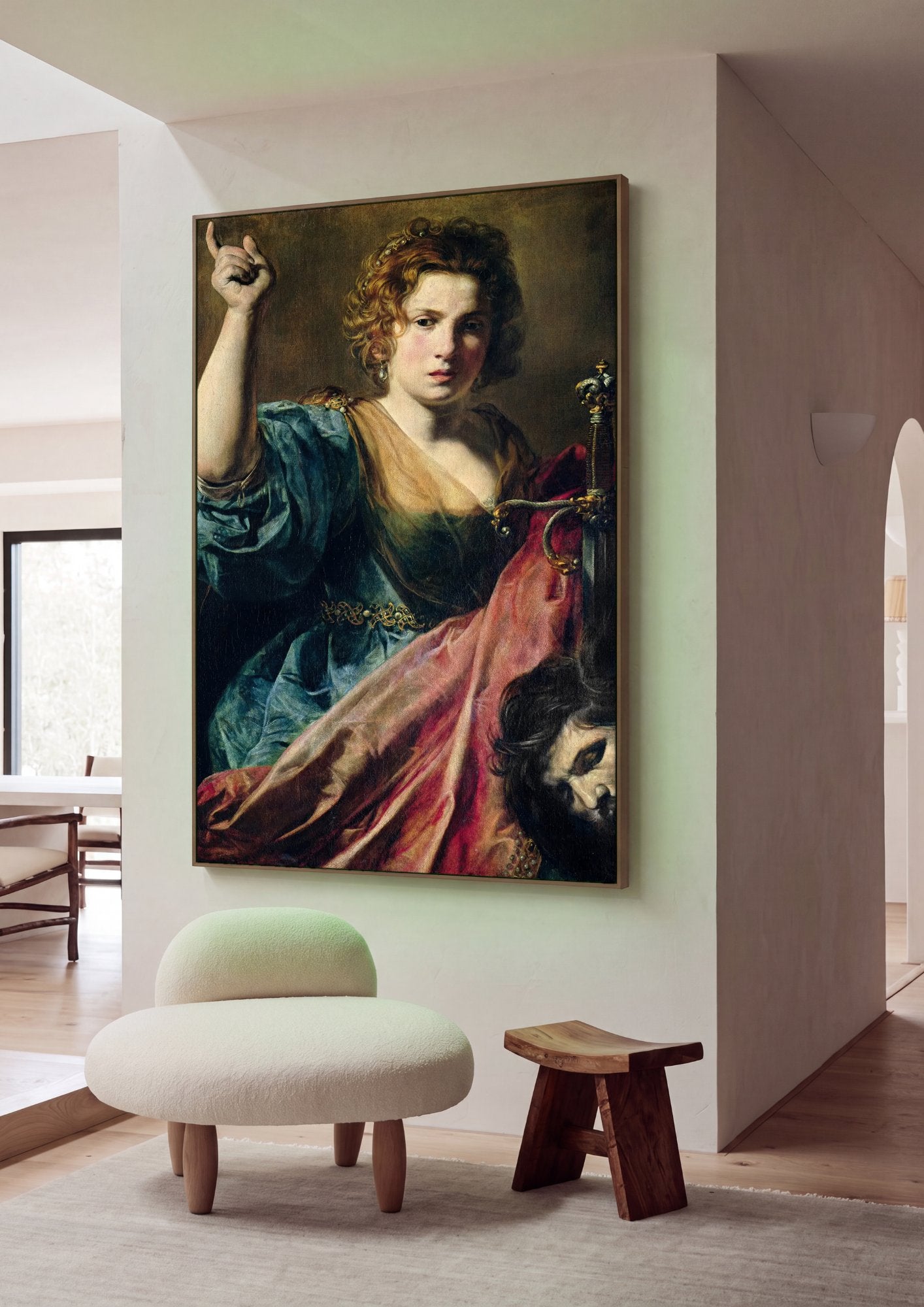 Quadro Decorativo Judite com a Cabeça de Holofernes - Valentin de Boulogne em ambiente decorado