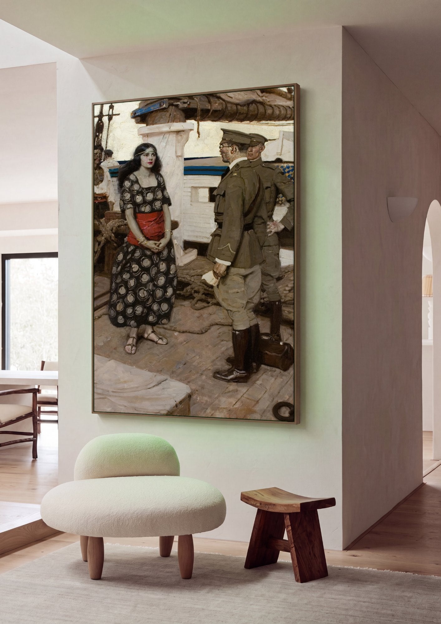 Quadro Decorativo A Mulher no Convés - Dean Cornwell em ambiente decorado