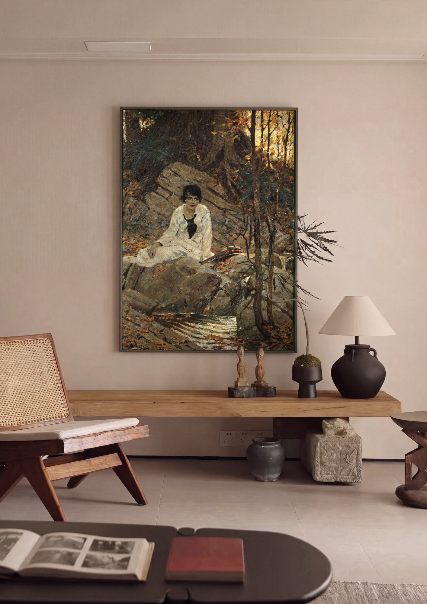 Quadro Decorativo A Jovem e o Riacho - Dean Cornwell em ambiente decorado