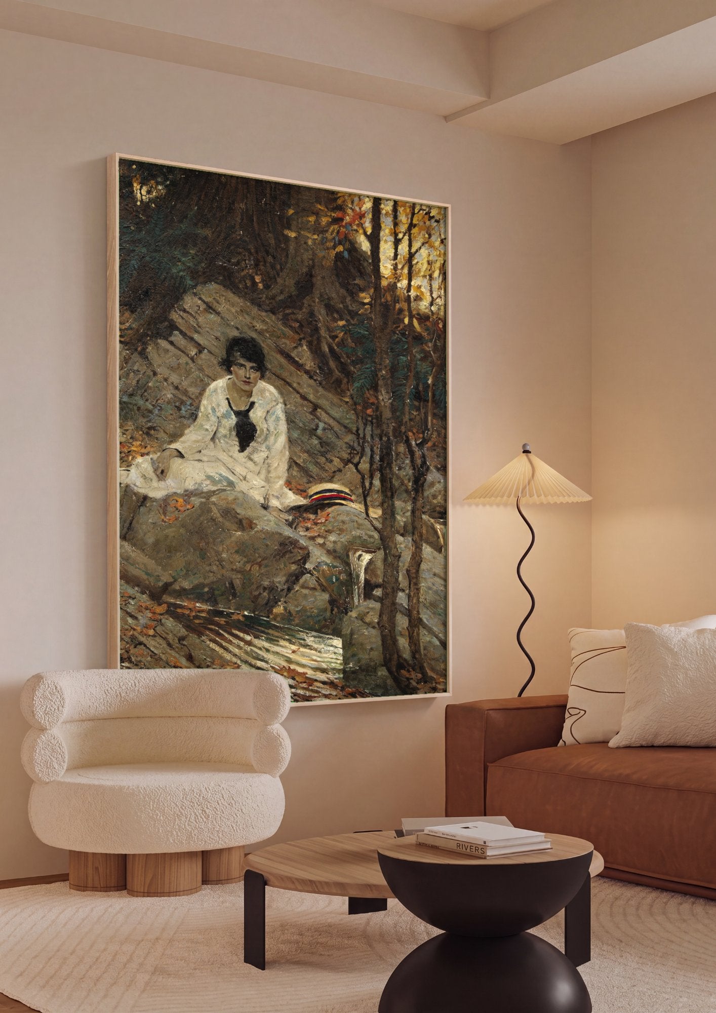 Quadro Decorativo A Jovem e o Riacho - Dean Cornwell em ambiente decorado