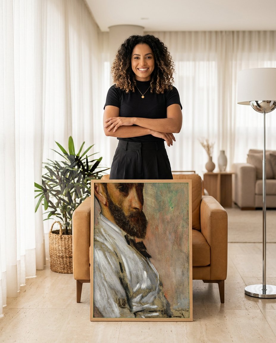 Quadro Decorativo Autorretrato - Edgar Degas com modelo em ambiente