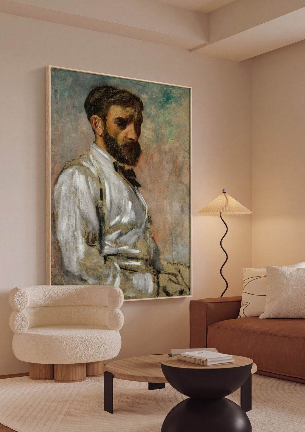Quadro Decorativo Autorretrato - Edgar Degas em ambiente decorado