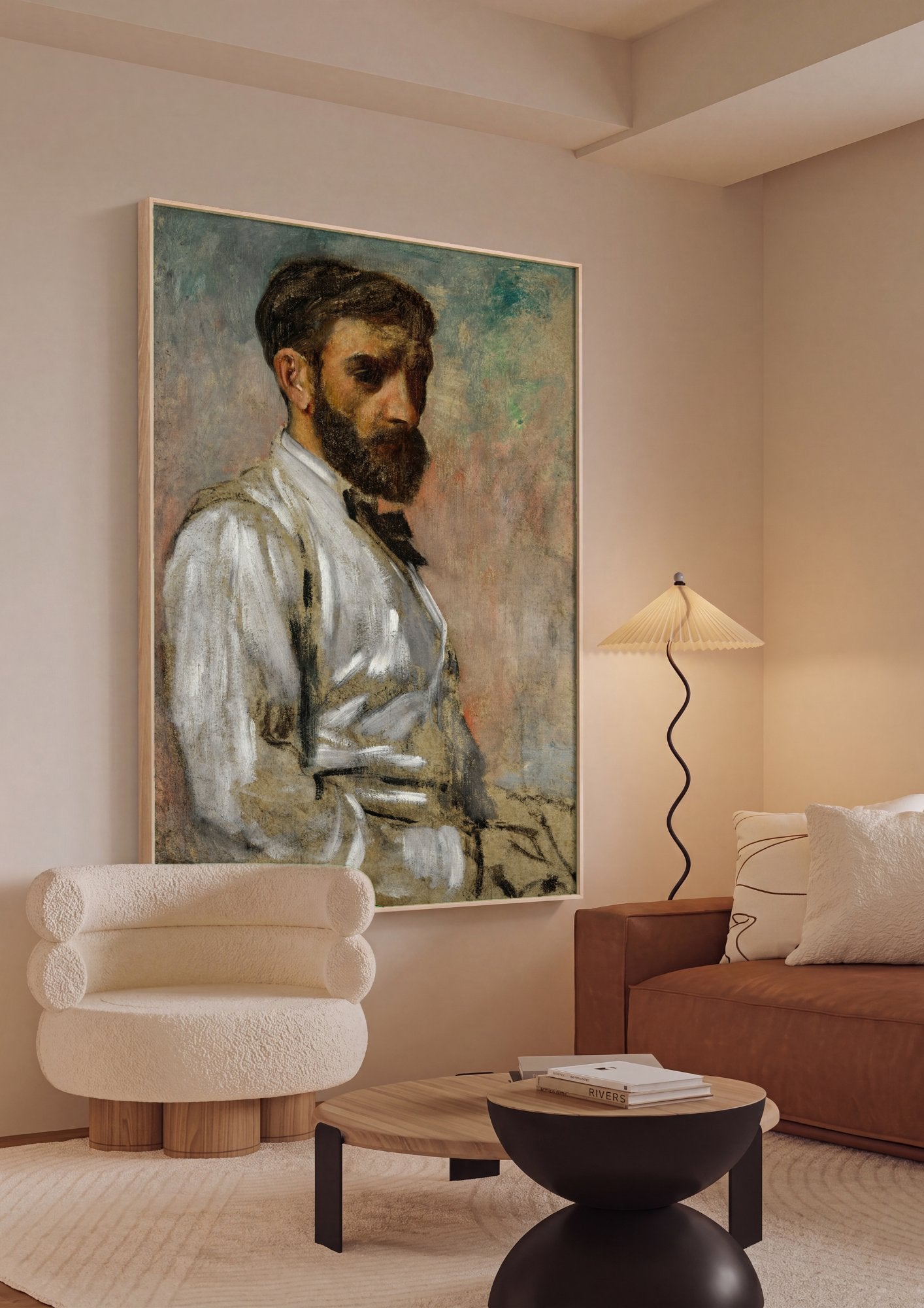 Quadro Decorativo Autorretrato - Edgar Degas em ambiente decorado