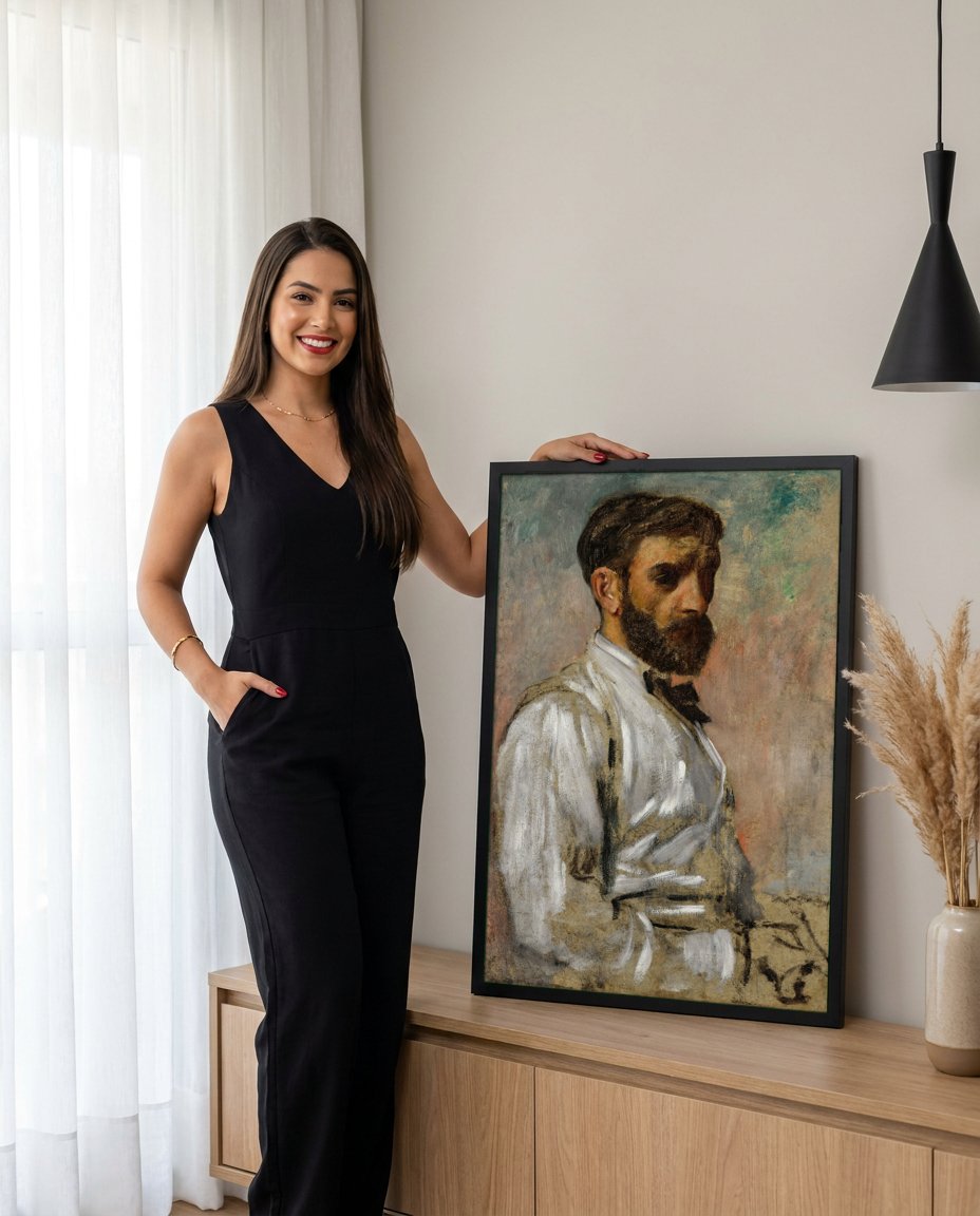 Quadro Decorativo Autorretrato - Edgar Degas com modelo em ambiente